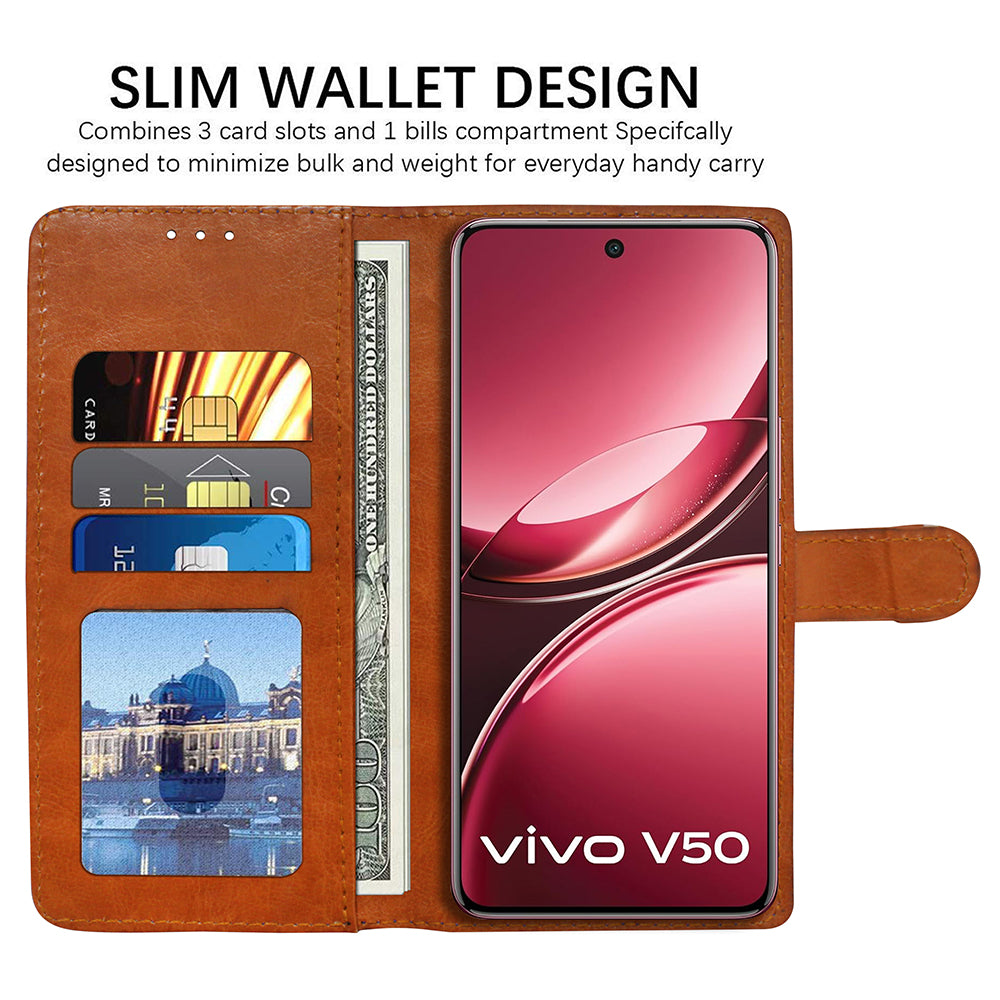 Premium Wallet Flip Cover for Vivo V50 5G / V50e 5G