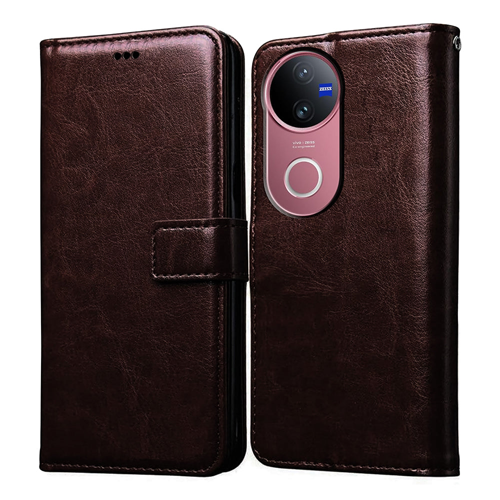 Custodia Portafoglio In Pelle Con Cavalletto Per Vivo V50 – Copertina Magnetica Con Slot Carte E Porta Banconote (Verde Scuro)