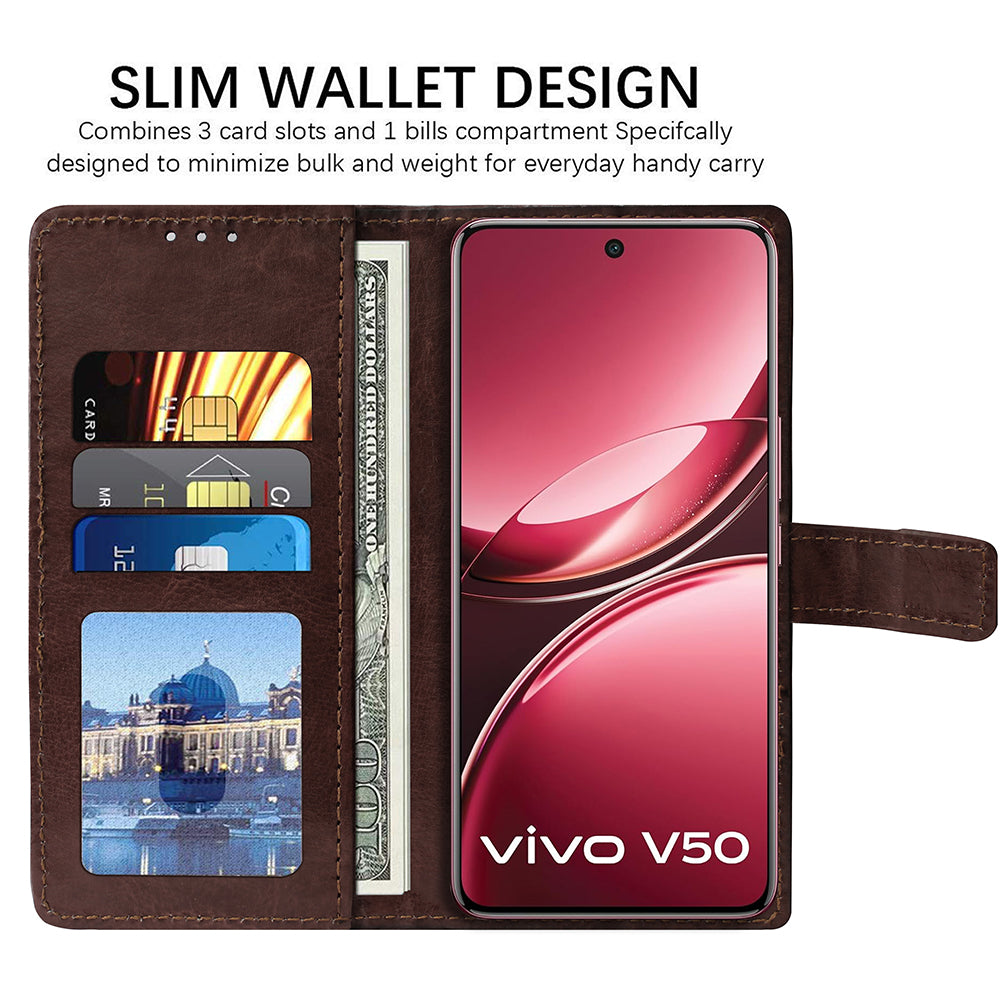 Premium Wallet Flip Cover for Vivo V50 5G / V50e 5G