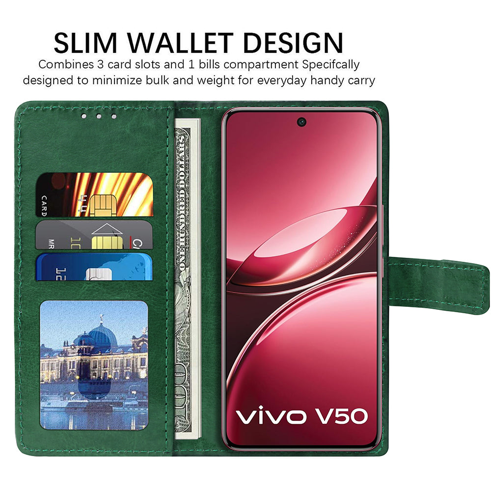 Premium Wallet Flip Cover for Vivo V50 5G / V50e 5G