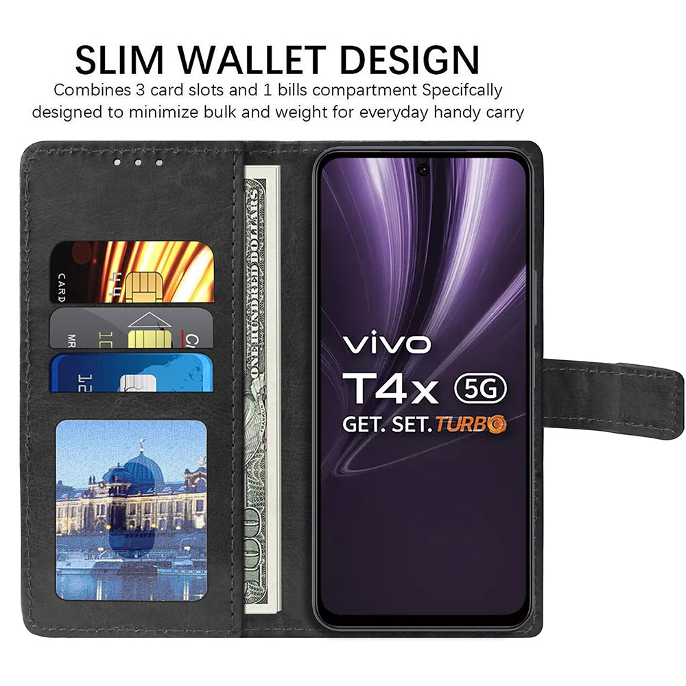 Premium Wallet Flip Cover for Vivo T4x 5G