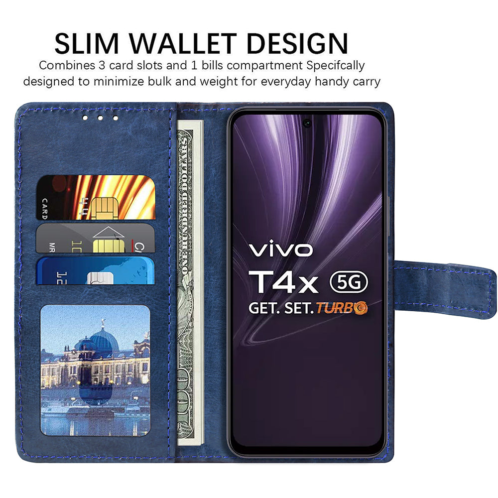 Premium Wallet Flip Cover for Vivo T4x 5G