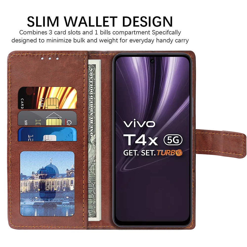 Premium Wallet Flip Cover for Vivo T4x 5G