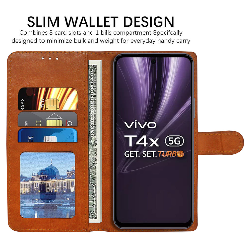 Premium Wallet Flip Cover for Vivo T4x 5G