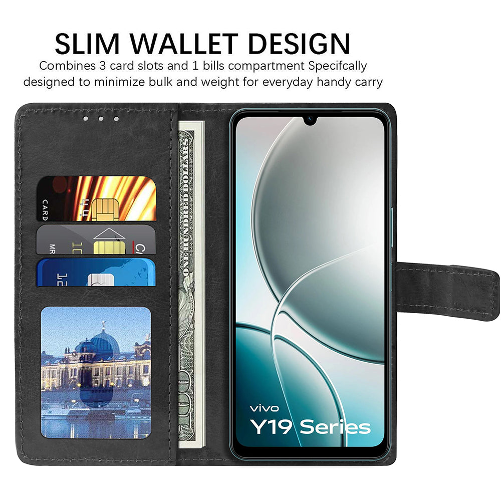 Premium Wallet Flip Cover for Vivo Y19e 4G