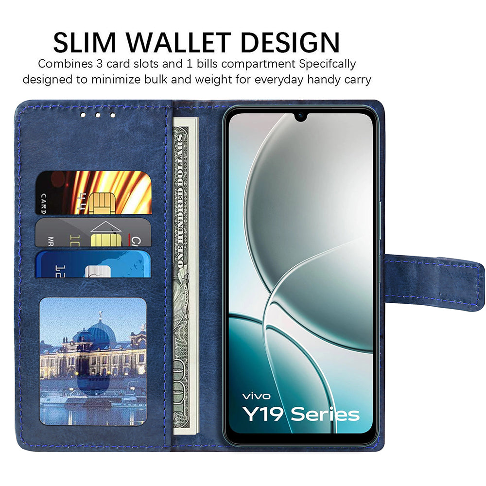 Premium Wallet Flip Cover for Vivo Y19e 4G