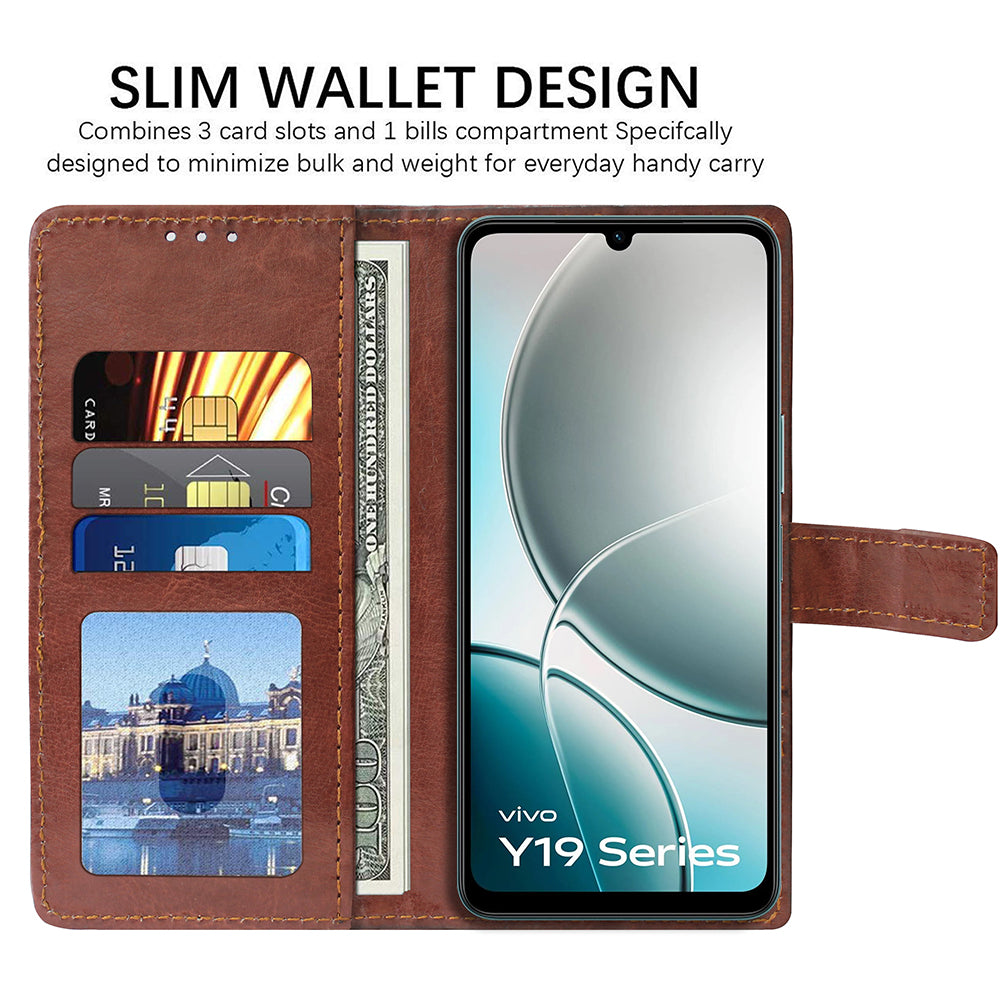 Premium Wallet Flip Cover for Vivo Y19e 4G