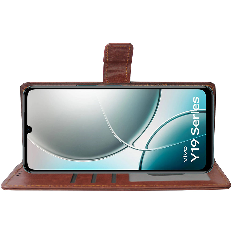 Premium Wallet Flip Cover for Vivo Y19e 4G