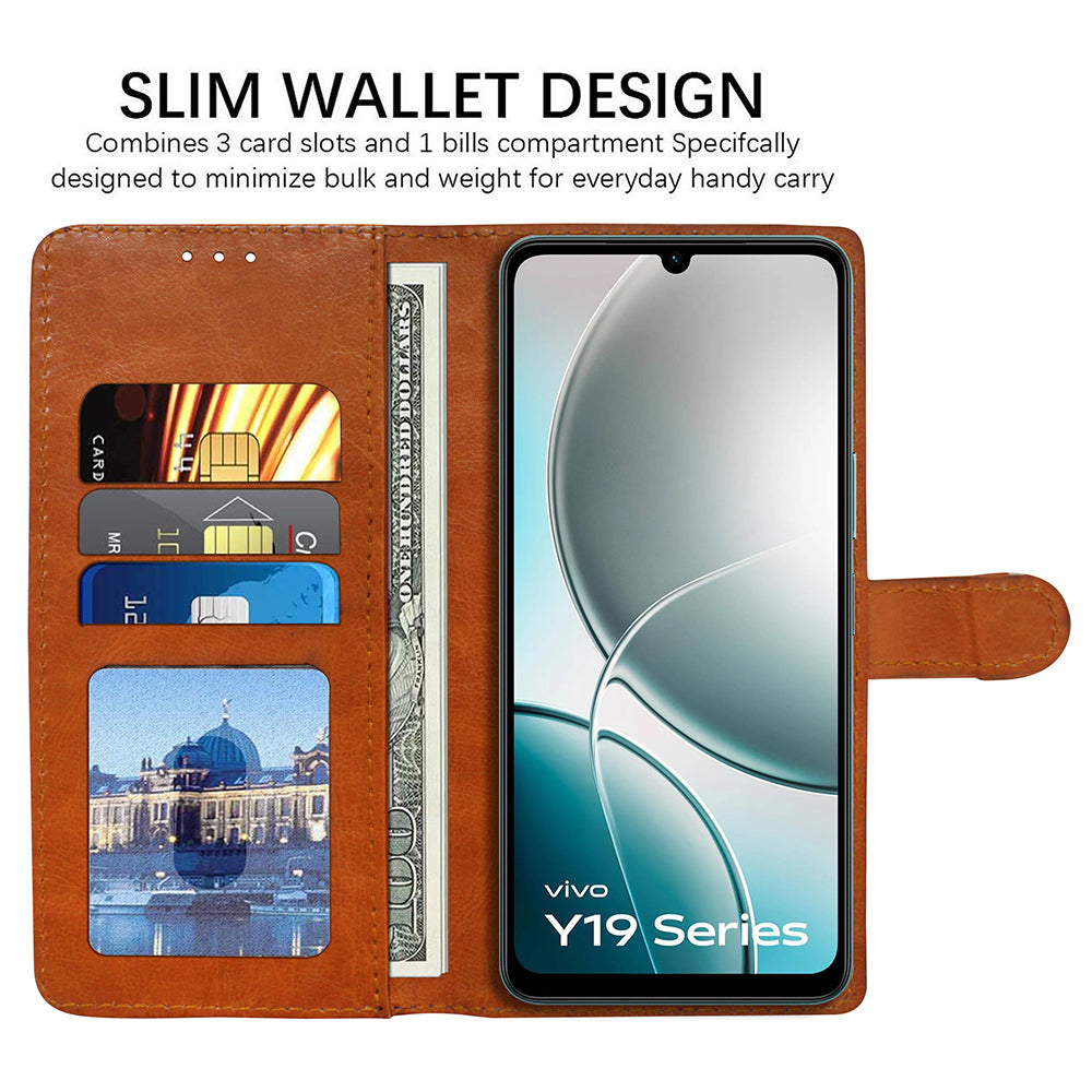 Premium Wallet Flip Cover for Vivo Y19e 4G