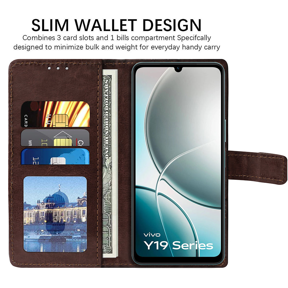 Premium Wallet Flip Cover for Vivo Y19e 4G