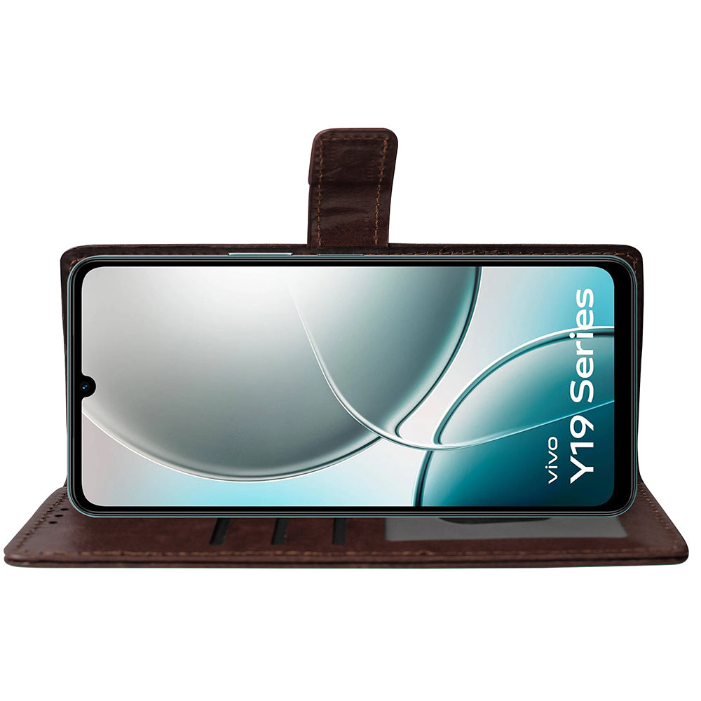 Premium Wallet Flip Cover for Vivo Y19e 4G