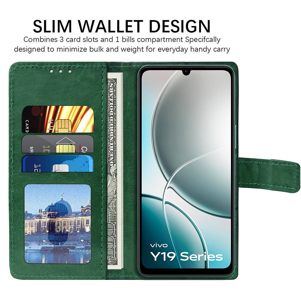 Premium Wallet Flip Cover for Vivo Y19e 4G