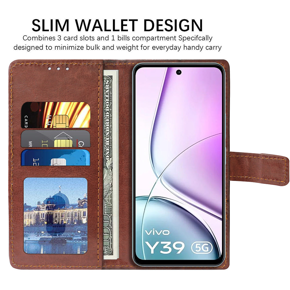Premium Wallet Flip Cover for Vivo Y39 5G / Y300i 5G