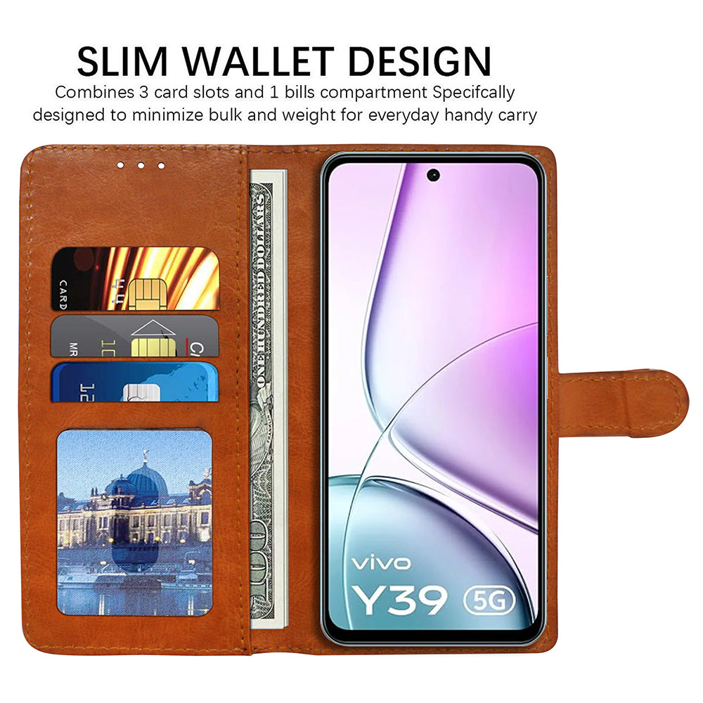 Premium Wallet Flip Cover for Vivo Y39 5G / Y300i 5G