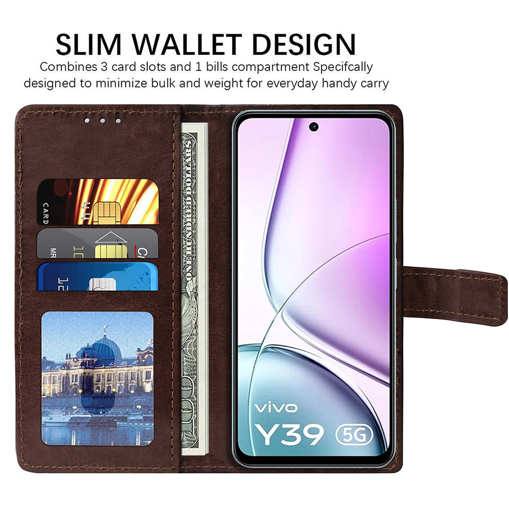 Premium Wallet Flip Cover for Vivo Y39 5G / Y300i 5G
