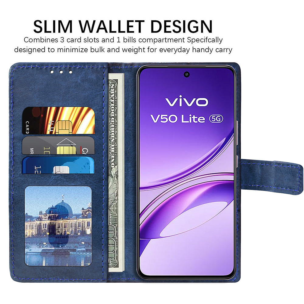 Premium Wallet Flip Cover for Vivo V50 Lite 5G / V50 Lite 4G