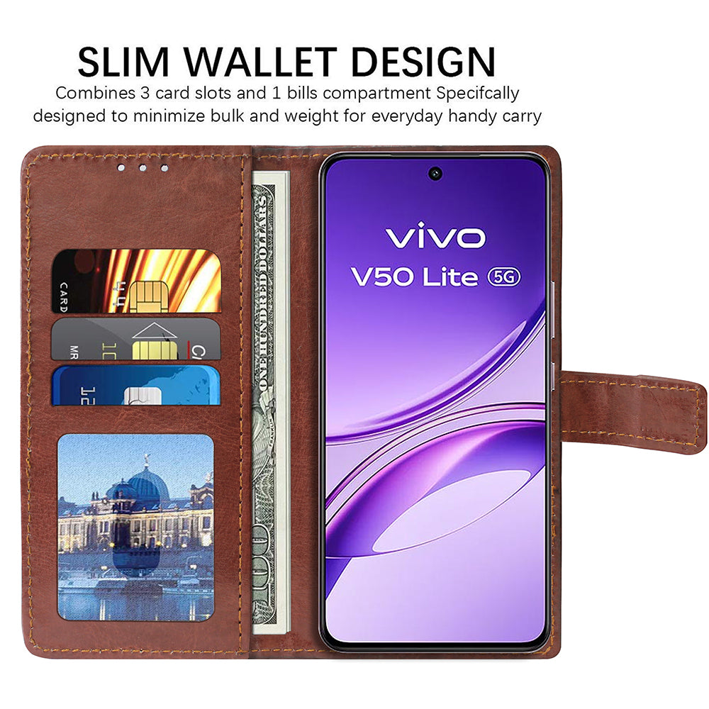 Premium Wallet Flip Cover for Vivo V50 Lite 5G / V50 Lite 4G