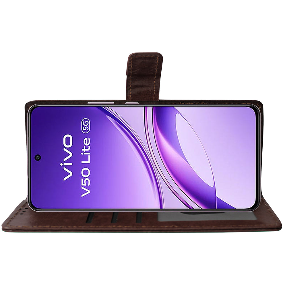 Premium Wallet Flip Cover for Vivo V50 Lite 5G / V50 Lite 4G