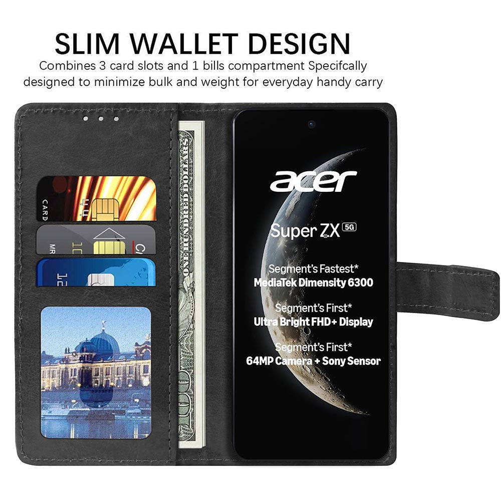 Premium Wallet Flip Cover for Acer Super ZX 5G