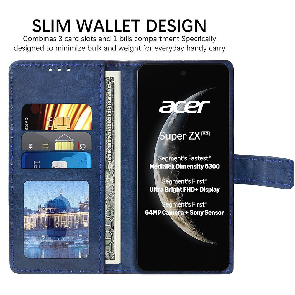 Premium Wallet Flip Cover for Acer Super ZX 5G