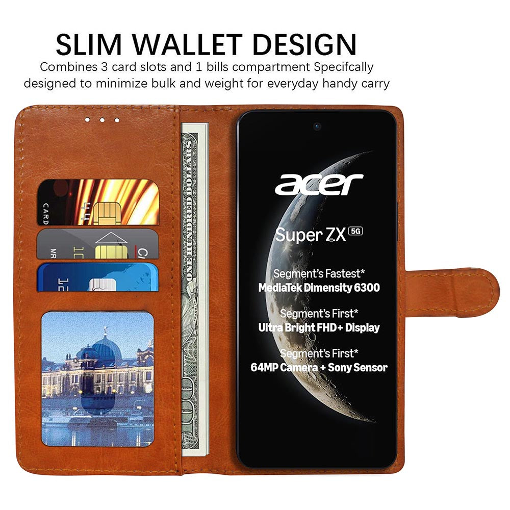 Premium Wallet Flip Cover for Acer Super ZX 5G