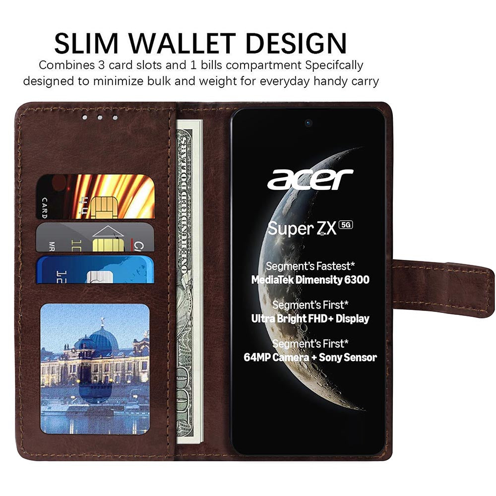 Premium Wallet Flip Cover for Acer Super ZX 5G