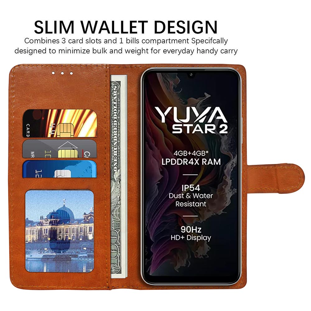 Premium Wallet Flip Cover for Lava Yuva Star 2 4G
