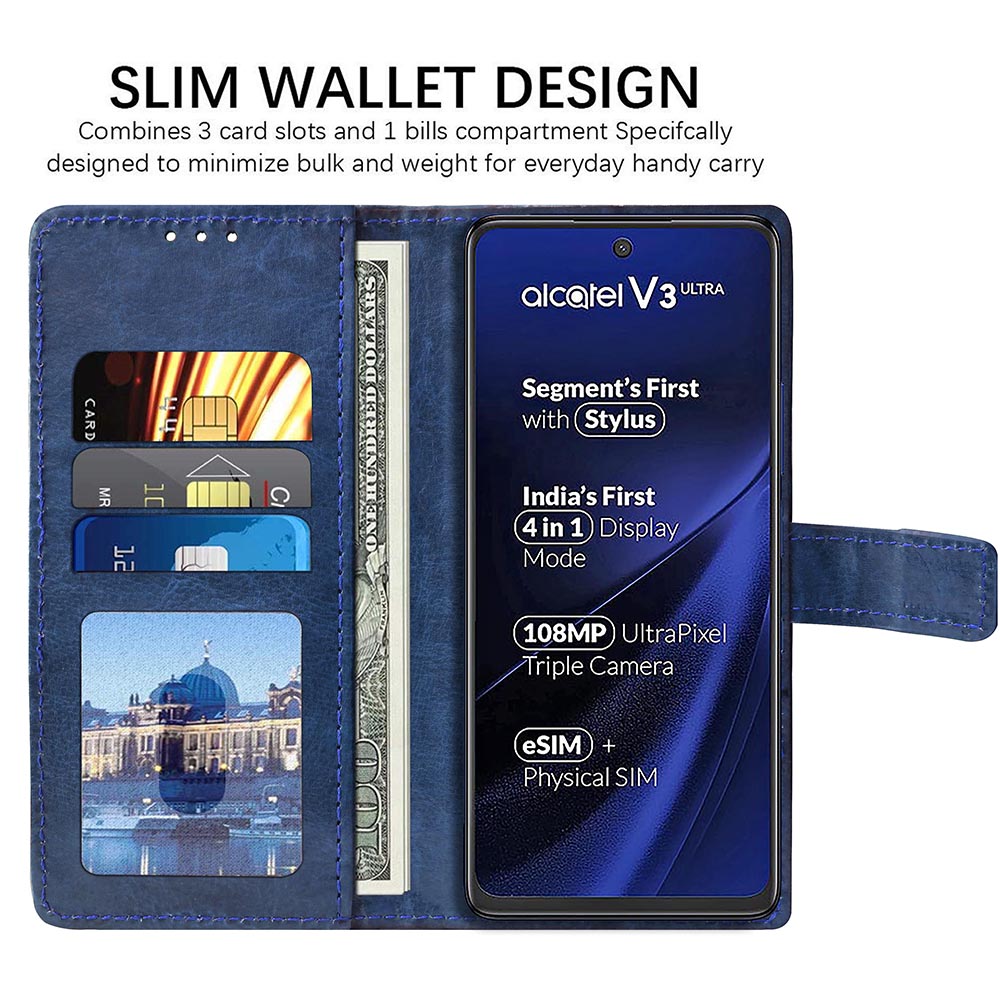 Premium Wallet Flip Cover for Alcatel V3 Ultra 5G