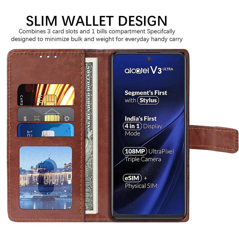 Premium Wallet Flip Cover for Alcatel V3 Ultra 5G