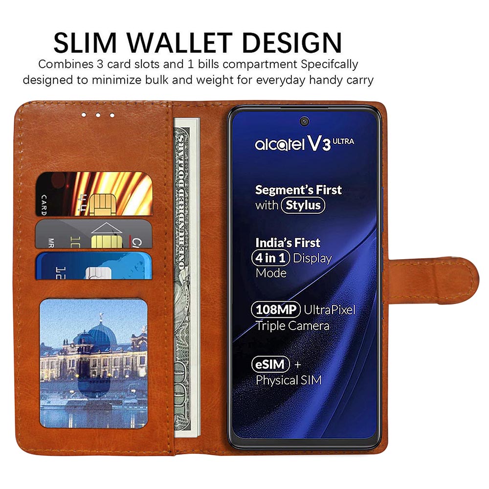 Premium Wallet Flip Cover for Alcatel V3 Ultra 5G
