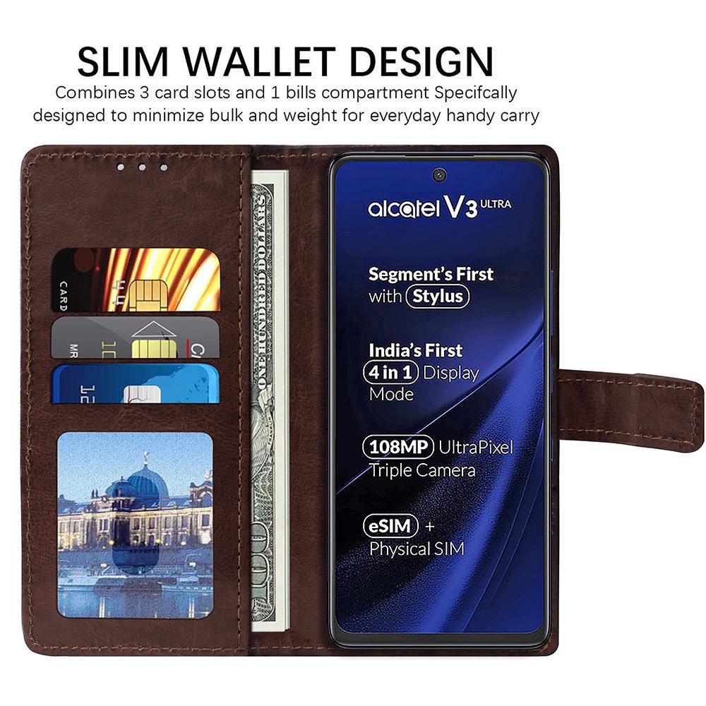 Premium Wallet Flip Cover for Alcatel V3 Ultra 5G