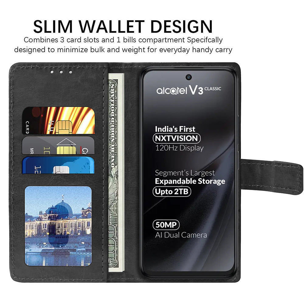 Premium Wallet Flip Cover for Alcatel V3 Classic 5G / V3 Pro 5G