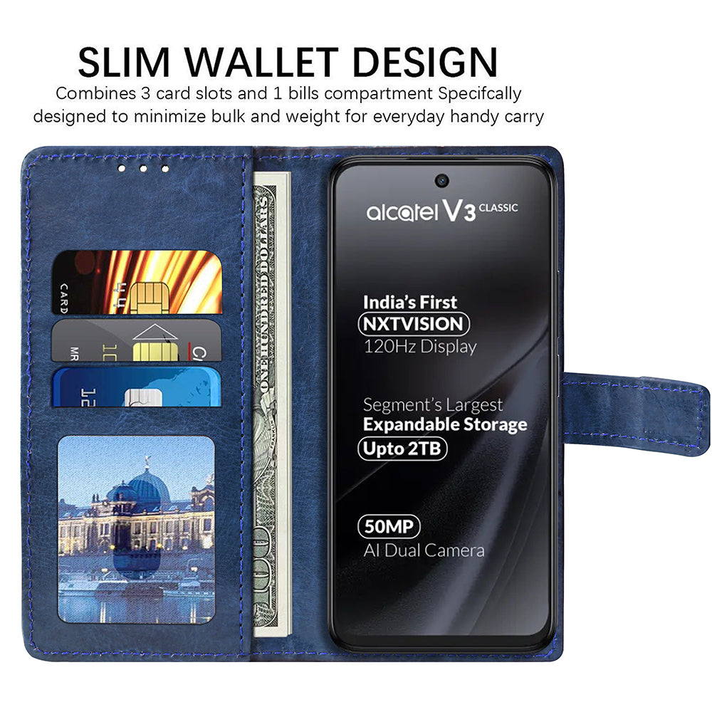 Premium Wallet Flip Cover for Alcatel V3 Classic 5G / V3 Pro 5G
