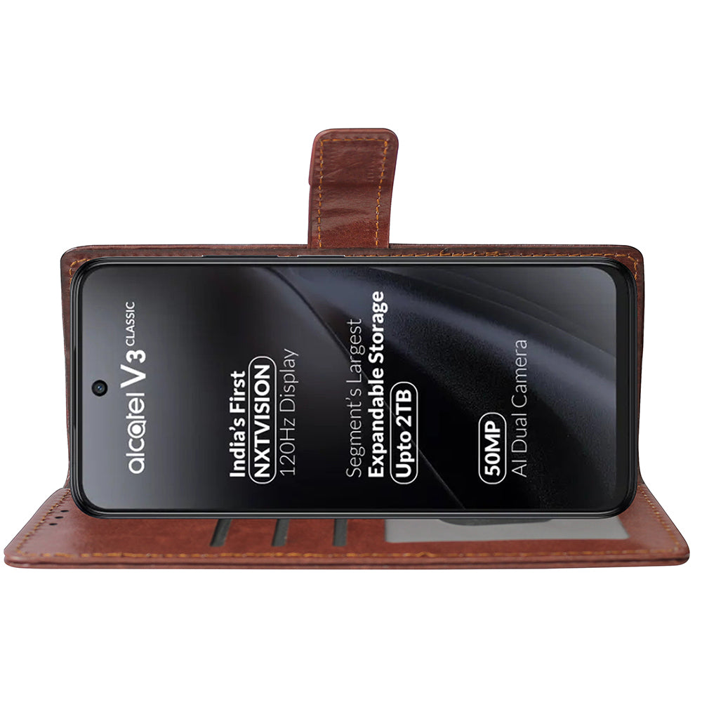 Premium Wallet Flip Cover for Alcatel V3 Classic 5G / V3 Pro 5G