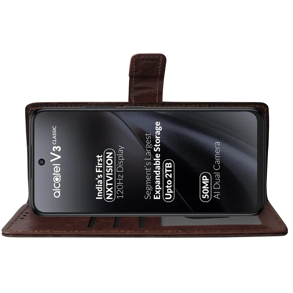 Premium Wallet Flip Cover for Alcatel V3 Classic 5G / V3 Pro 5G