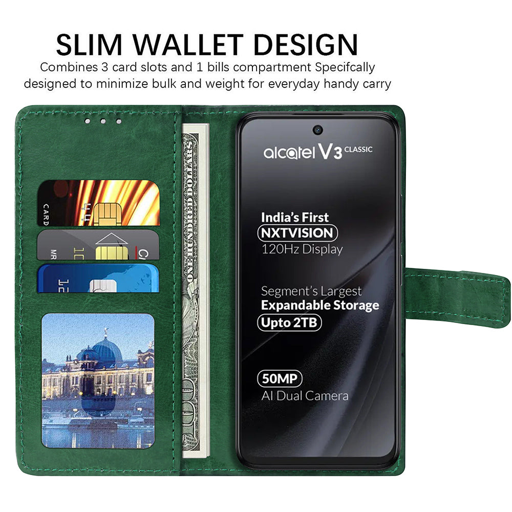 Premium Wallet Flip Cover for Alcatel V3 Classic 5G / V3 Pro 5G