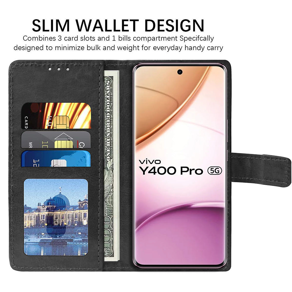 Premium Wallet Flip Cover for Vivo Y400 Pro 5G