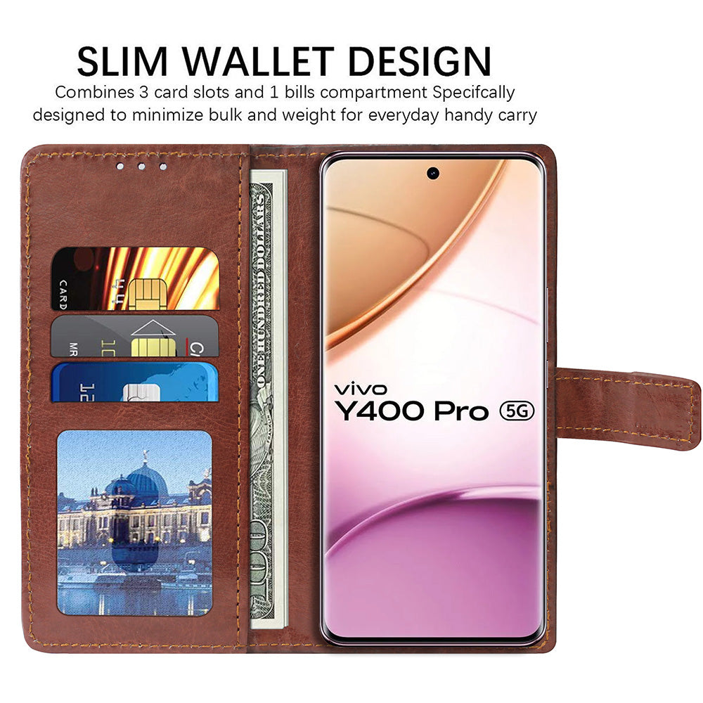 Premium Wallet Flip Cover for Vivo Y400 Pro 5G