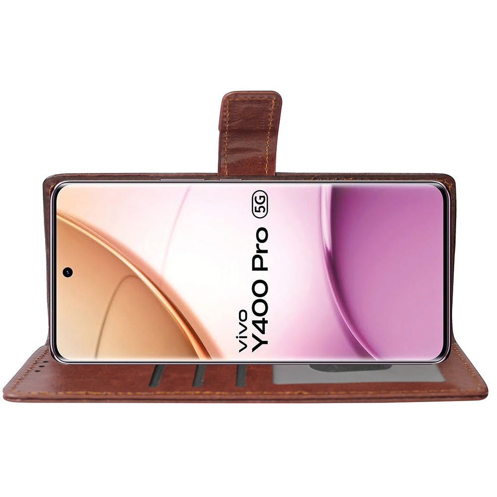 Premium Wallet Flip Cover for Vivo Y400 Pro 5G