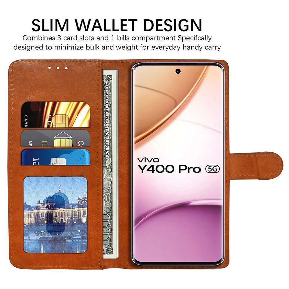 Premium Wallet Flip Cover for Vivo Y400 Pro 5G