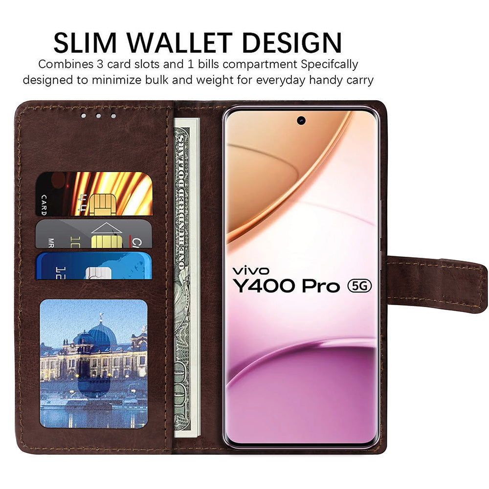 Premium Wallet Flip Cover for Vivo Y400 Pro 5G