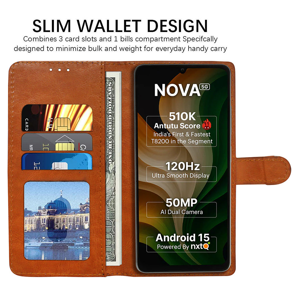 Premium Wallet Flip Cover for Ai+ Nova 5G