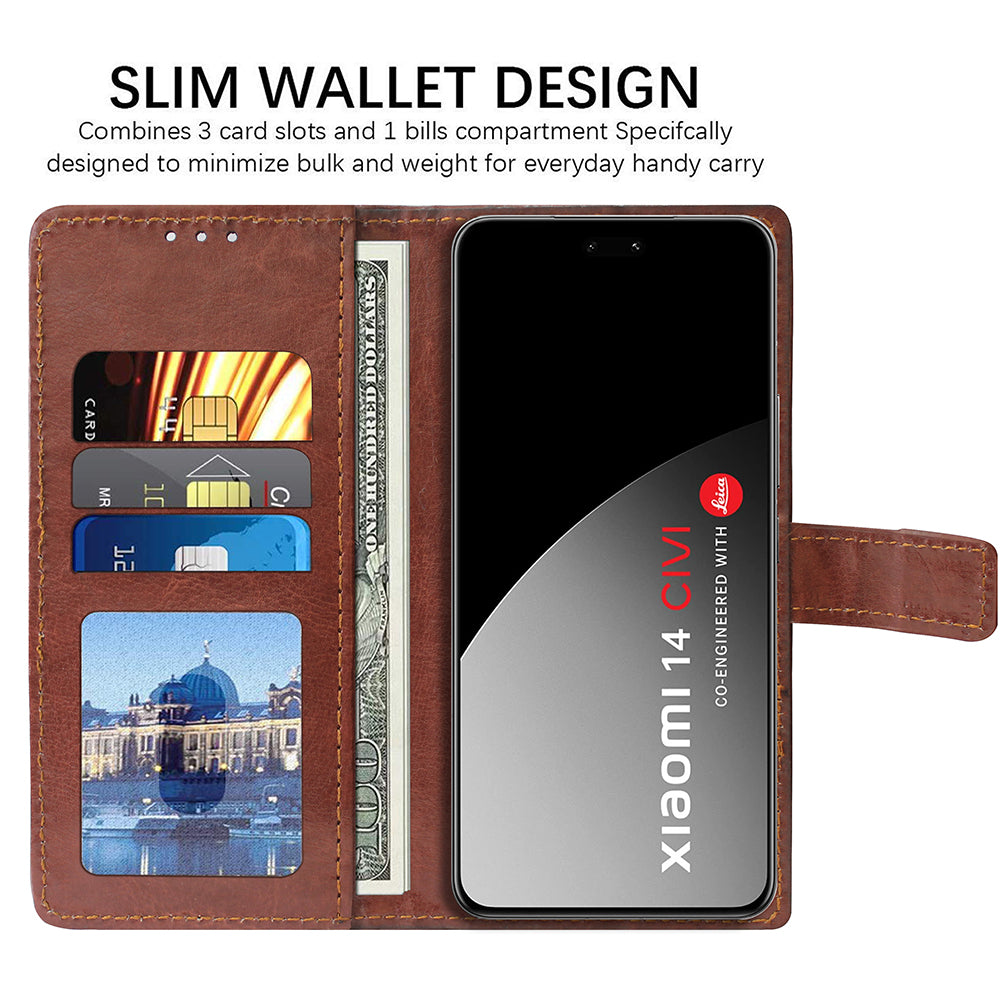 Premium Wallet Flip Cover for Mi 14 CIVI 5G