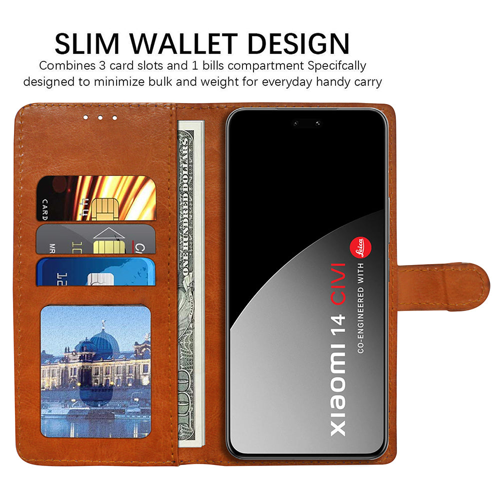 Premium Wallet Flip Cover for Mi 14 CIVI 5G