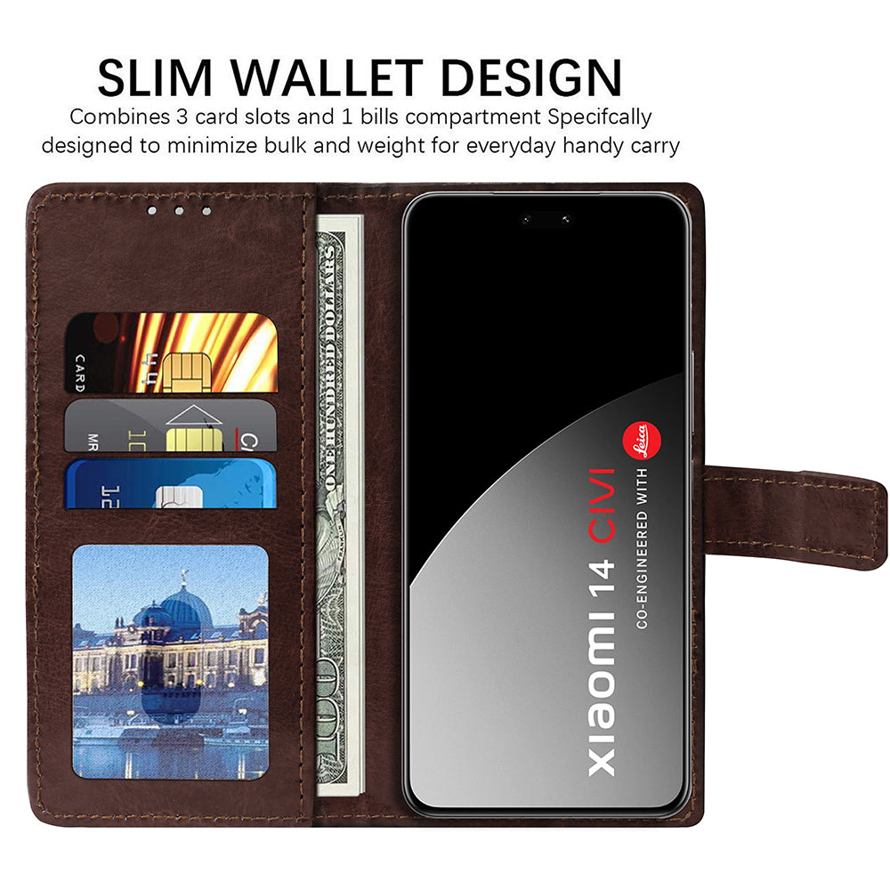 Premium Wallet Flip Cover for Mi 14 CIVI 5G
