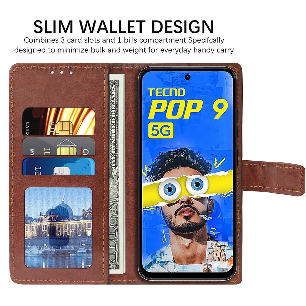 Premium Wallet Flip Cover for Tecno Pop 9 5G