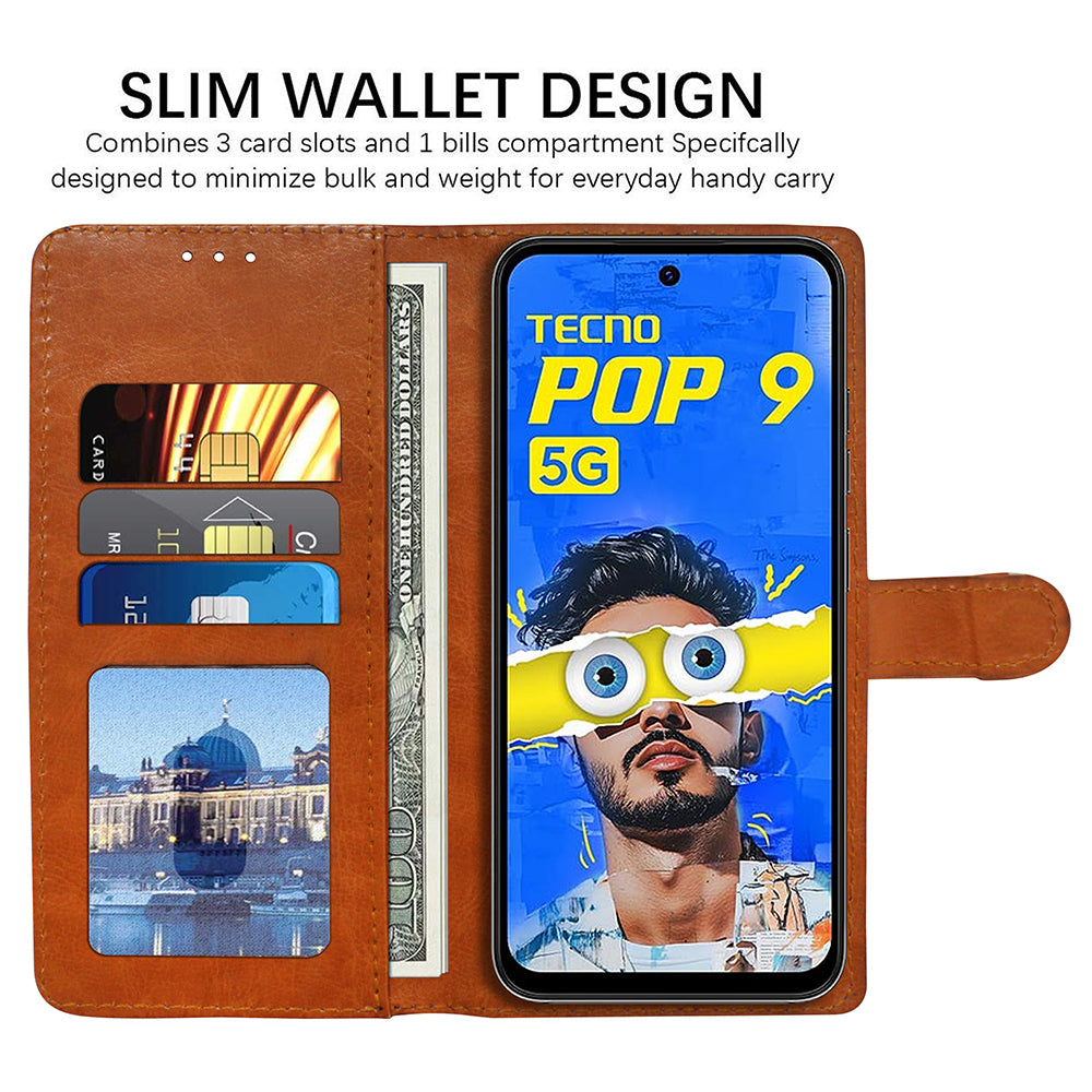 Premium Wallet Flip Cover for Tecno Pop 9 5G