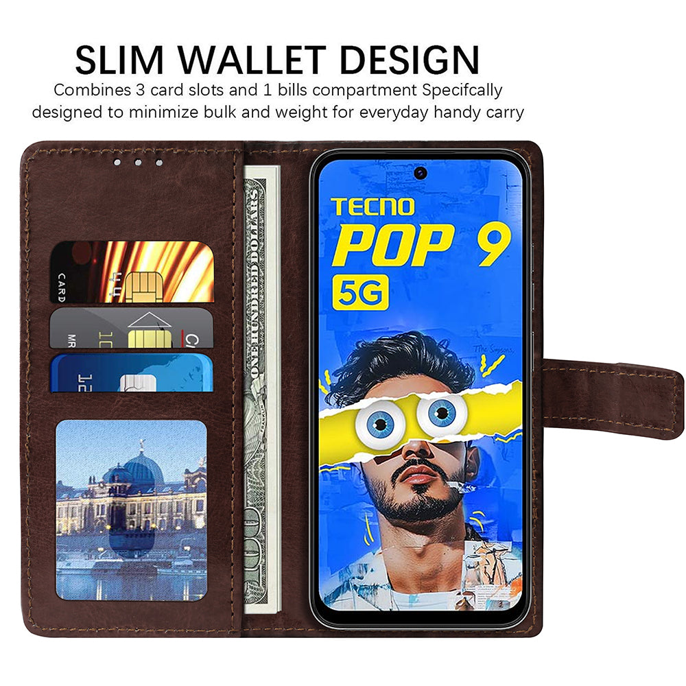 Premium Wallet Flip Cover for Tecno Pop 9 5G