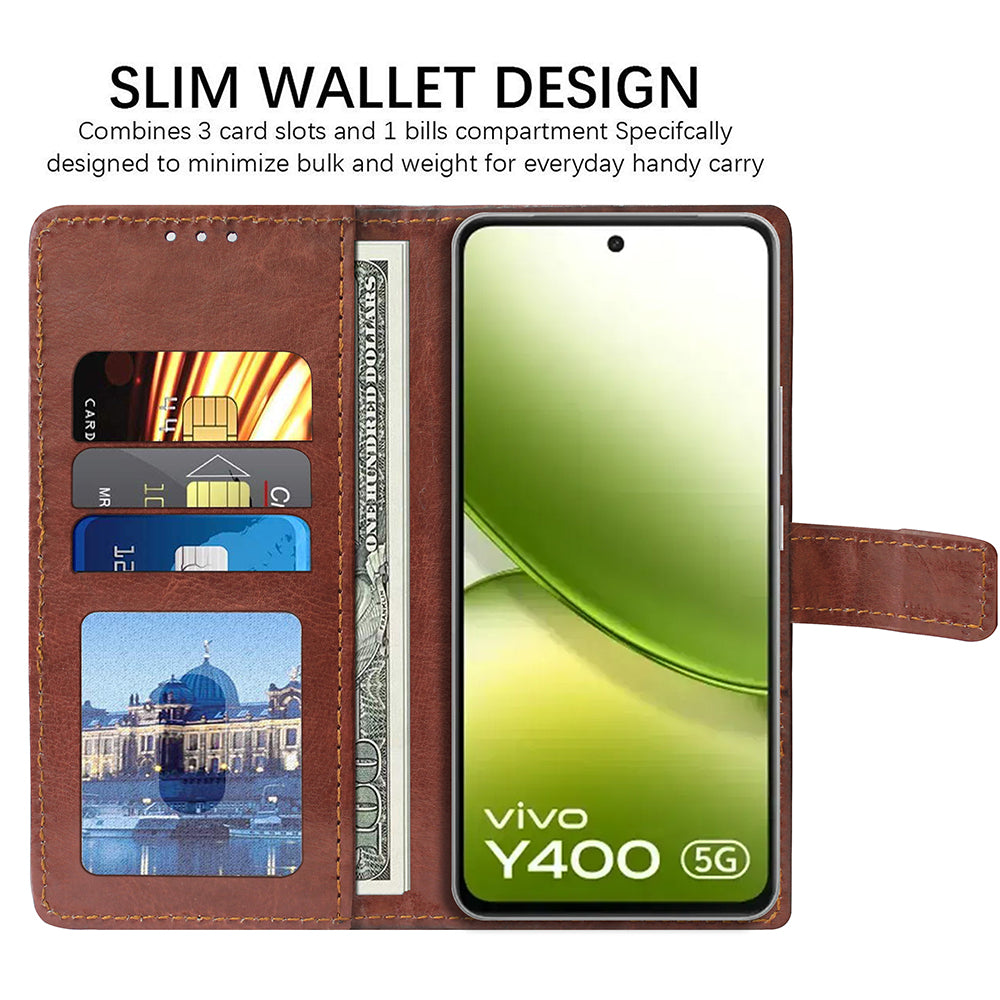 Premium Wallet Flip Cover for Vivo Y400 5G