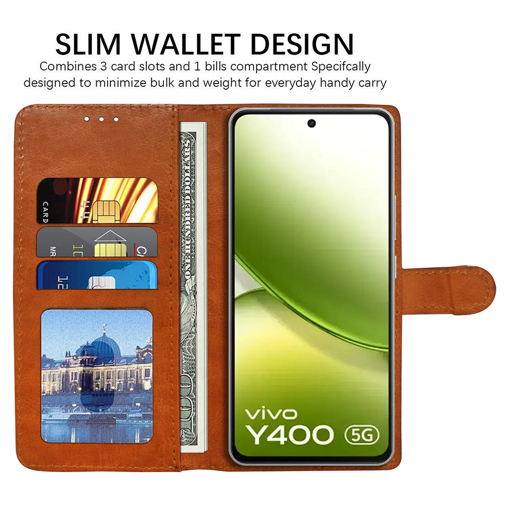 Premium Wallet Flip Cover for Vivo Y400 5G
